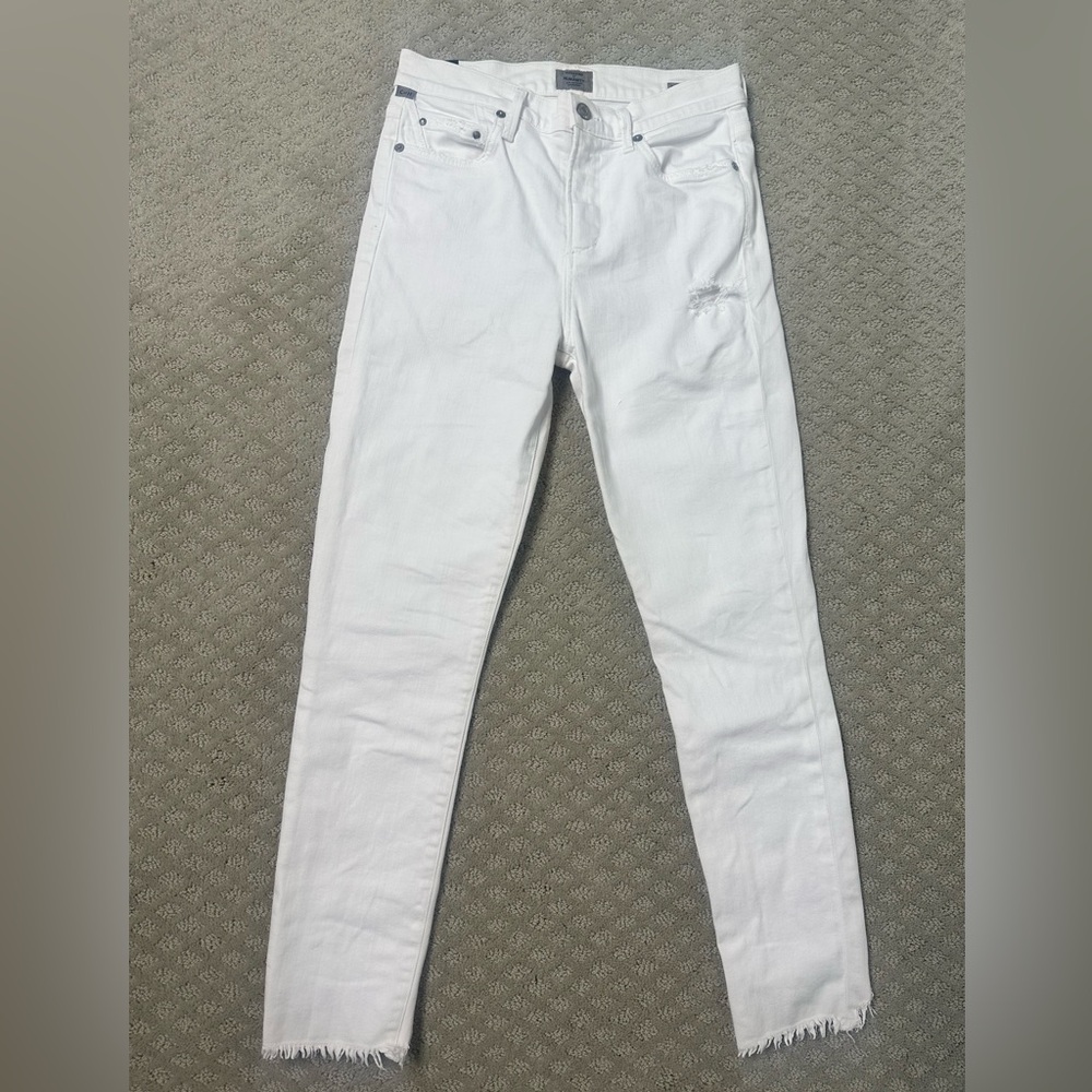 Sz 27 Citizens for Humanity white jeans rocket crop high rise skinny shark bite